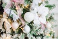 Embellished Christmas tree decoration white flower Royalty Free Stock Photo