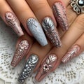 Embellished elegance: luxurious 3d nail art design