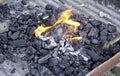 Embers of coal with fire Royalty Free Stock Photo