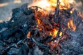 Embers And Glowing embers. Glowing coal in the Ash Royalty Free Stock Photo