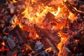 embers glowing in the remains of a bonfire Royalty Free Stock Photo