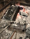 embers on the grill of an Argentine barbecue