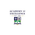 Emblem of the Academy of Excellence featuring a shield divided Royalty Free Stock Photo