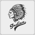 Emblem with American Indian chief.