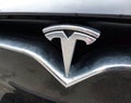 The emblem of the automobile manufacturer Tesla