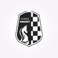 emblem badge chess knight logo design template. vintage vector chessboard icon label illustration design Royalty Free Stock Photo