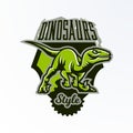 Emblem, badge, sticker, dinosaur logo on the hunt. Predator Jurassic, a dangerous beast, an extinct animal, a mascot