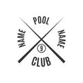 Emblem billiard club, vector illustration. Royalty Free Stock Photo