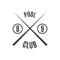 Emblem billiard club, vector illustration. Royalty Free Stock Photo