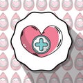 Emblem blood donation heart with cross symbol