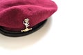 Emblem of british airborne forces on maroon beret Royalty Free Stock Photo