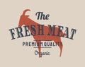 Emblem of Butchery meat shop with goat silhouette, text Fresh Meat. Logo template for meat business - farmer shop Royalty Free Stock Photo