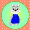 Emblem card with cute cartoon Cat