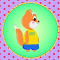 Emblem card with cute cartoon Fox