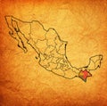 Chiapas on administration map of Mexico Royalty Free Stock Photo