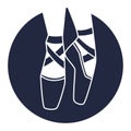 Emblem of dance studio with ballet pointe shoes