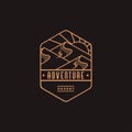 Emblem Desert landscape adventure logo icon with line art style