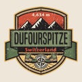 Emblem of the Dufourspitze is the highest peak of Monte Rosa Royalty Free Stock Photo