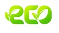 Emblem of ECO, organic, natural green logo with a leaf of a plant sprout for a tag, label, packaging, badge or icon of natural foo