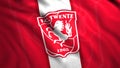 The emblem of FC Twente. Motion . The bright red flag is the symbol of the Dutch football club from Enschede.Use only