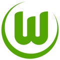 The emblem of the football club `Wolfsburg`. Germany.