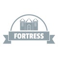 Emblem fortress logo, simple gray style