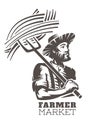 Farmer with pitchforks in hands