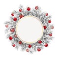 Frozen Twigs Golden Emblem Snow Red Baubles