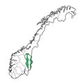 Hedmark region on administration map of norway Royalty Free Stock Photo