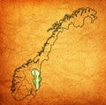 Hedmark region on administration map of norway Royalty Free Stock Photo