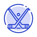 Emblem, Hockey, Ice, Stick, Sticks Blue Dotted Line Line Icon