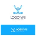 Emblem, Hockey, Ice, Stick, Sticks Blue outLine Logo with place for tagline