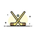 Emblem, Hockey, Ice, Stick, Sticks  Business Flat Line Filled Icon Vector Banner Template Royalty Free Stock Photo