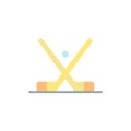 Emblem, Hockey, Ice, Stick, Sticks  Flat Color Icon. Vector icon banner Template Royalty Free Stock Photo