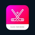Emblem, Hockey, Ice, Stick, Sticks Mobile App Button. Android and IOS Line Version