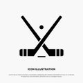 Emblem, Hockey, Ice, Stick, Sticks solid Glyph Icon vector