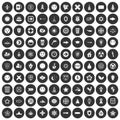 100 emblem icons set black circle Royalty Free Stock Photo