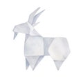 Watercolour of folded Origami Goat.