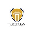 emblem of justice law logo design template. pillar and star shape illustration designs