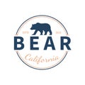 Emblem logo with bear silhouette. Wild west vintage california badge. Vector illustration Royalty Free Stock Photo