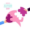 Emblem made from puzzle pieces and autism colors Royalty Free Stock Photo