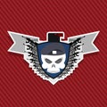 Emblem Military . Skull beret with weapons.