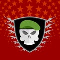 Emblem Military . Skull beret with weapons.