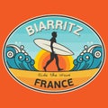 Emblem with the name of Biarritz, France Royalty Free Stock Photo