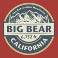 Emblem with the name of Big Bear Lake, California Royalty Free Stock Photo