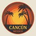 Emblem with the name of Cancun, Mexico