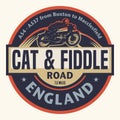 Emblem with the name of Cat and Fiddle Road, England