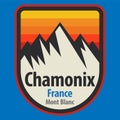 Emblem with the name of Chamonix, France