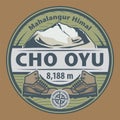 Emblem with the name of Cho Oyu, Himalayas