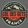 Emblem with the name of Col des Gets, Route des Grandes Alpes